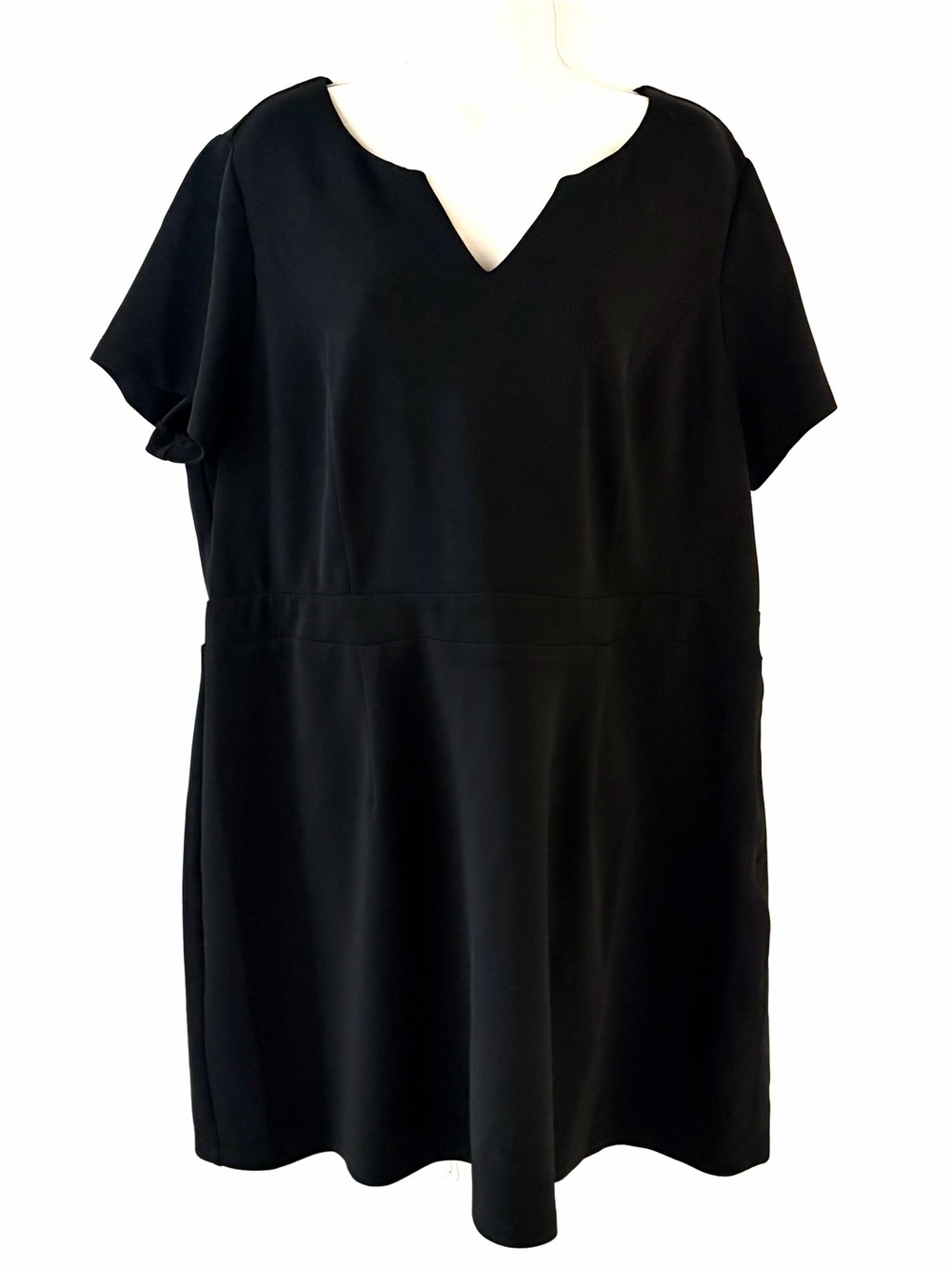 Skies Are Blue Black Dress with Notch V-Neck